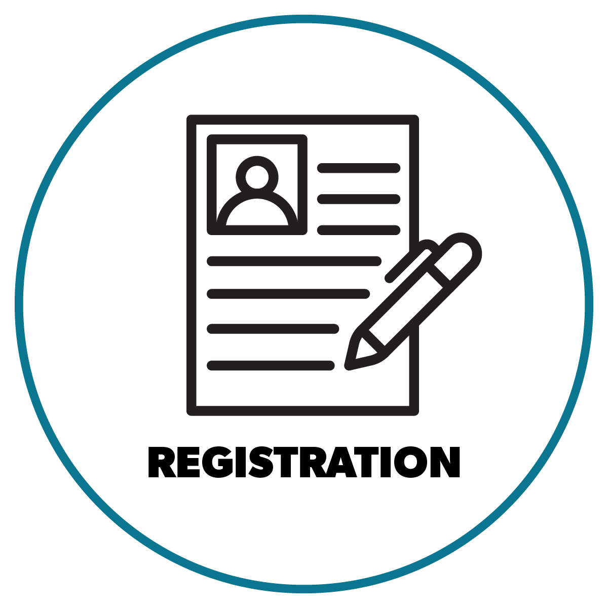 Registration pen and paper icon button